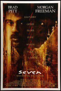 9c779 SEVEN DS 1sh '95 David Fincher, Morgan Freeman, Brad Pitt, deadly sins!