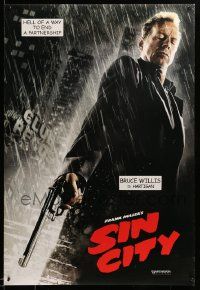 9c791 SIN CITY teaser DS 1sh '05 Frank Miller comic, cool image of Bruce Willis as Hartigan!