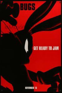 9c819 SPACE JAM teaser DS 1sh '96 basketball, cool silhouette artwork of Bugs Bunny!