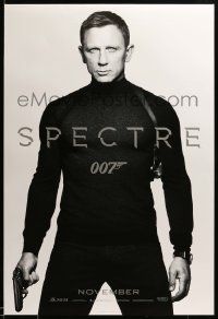 9c822 SPECTRE teaser DS 1sh '15 cool image of Daniel Craig as James Bond 007 with gun!
