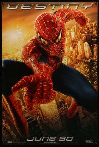 9c826 SPIDER-MAN 2 teaser 1sh '04 great image of Tobey Maguire in the title role, Destiny!