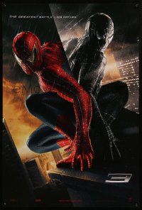 9c829 SPIDER-MAN 3 teaser DS 1sh '07 Sam Raimi, greatest battle, Tobey Maguire in red/black suits!