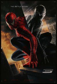 9c828 SPIDER-MAN 3 teaser DS 1sh '07 Raimi, the battle within, Maguire in red/black suits, textured