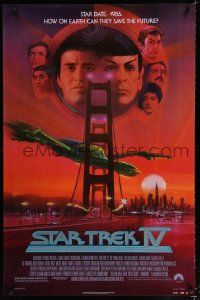 9c838 STAR TREK IV 1sh '86 art of Leonard Nimoy, Shatner & Klingon Bird-of-Prey by Bob Peak!