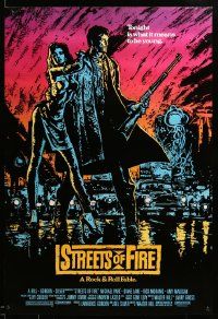 9c868 STREETS OF FIRE 1sh '84 Walter Hill directed, Michael Pare, Diane Lane, artwork by Riehm!