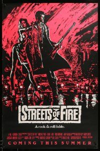 9c869 STREETS OF FIRE advance 1sh '84 Walter Hill, cool pink dayglo Riehm art!