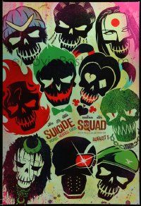 9c876 SUICIDE SQUAD teaser DS 1sh '16 Smith, Leto as the Joker, Robbie, Kinnaman, cool art!