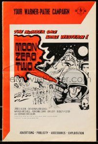 9d525 MOON ZERO TWO English pressbook '69 the 1st moon western, cool image of astronauts in space!