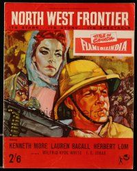 9d432 NORTH WEST FRONTIER English program '60 Lauren Bacall & Kenneth More, Flame Over India!