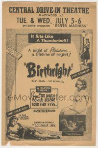 9d026 BIRTHRIGHT herald '51 a night of pleasure, a lifetime of regret, shown with Reefer Madness!