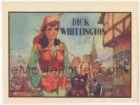 9d068 DICK WHITTINGTON stage play English herald '30s art of sexy female lead w/smiling cat!
