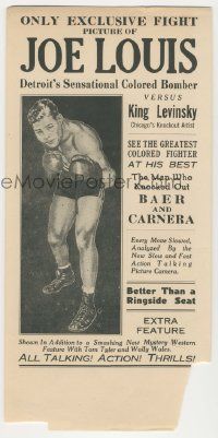 9d130 JOE LOUIS VS KING LEVINSKY herald '35 boxing, art of Detroit's Sensational Colored Bomber!
