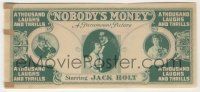 9d178 NOBODY'S MONEY herald '23 Jack Holt, Wanda Hawley, cool design looks like a dollar bill!