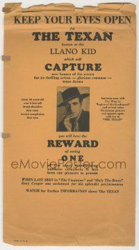 9d240 TEXAN herald '30 great wanted poster image with Gary Cooper as the Llano Kid!