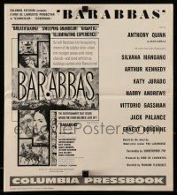 9d565 BARABBAS pressbook '62 Richard Fleischer, Anthony Quinn, Silvana Mangano, cool title artwork!