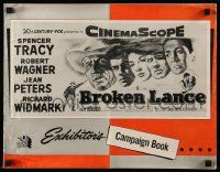 9d607 BROKEN LANCE pressbook '54 Spencer Tracy, Robert Wagner, Jean Peters, Richard Widmark!
