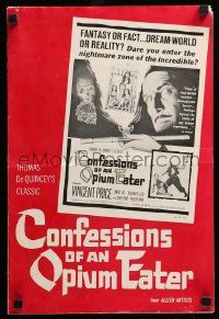 9d637 CONFESSIONS OF AN OPIUM EATER pressbook '62 Vincent Price, cool artwork of drugs & caged girls
