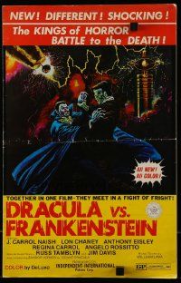 9d667 DRACULA VS. FRANKENSTEIN pressbook '71 art of the kings of horror battling to the death!