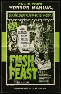9d690 FLESH FEAST pressbook '70 Browning art, cheesy horror starring Veronica Lake, of all people!