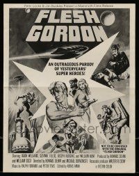 9d691 FLESH GORDON pressbook '74 sexy sci-fi spoof, different wacky erotic super hero art!