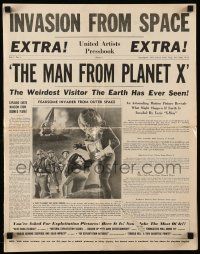 9d799 MAN FROM PLANET X pressbook '51 Edgar Ulmer sci-fi, Robert Clarke, cool newspaper layout!
