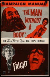9d803 MAN WITHOUT A BODY/FRIGHT pressbook '57 the twin-terror show that tops them all!
