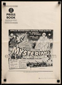 9d828 MYSTERIANS pressbook '59 Ishiro Honda, they're abducting Earth's women & leveling its cities!