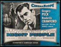 9d834 NIGHT PEOPLE pressbook '54 Gregory Peck, Broderick Crawford, Bjork, Gam, World War II!