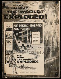 9d836 NIGHT THE WORLD EXPLODED pressbook '57 a super-quake tilts the Earth, wild disaster artwork!