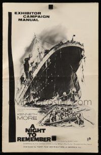 9d838 NIGHT TO REMEMBER pressbook '59 English Titanic biography, art of the historic tragedy!