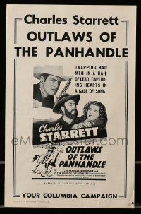 9d852 OUTLAWS OF THE PANHANDLE pressbook R53 Charles Starrett western, blazing his way to glory!