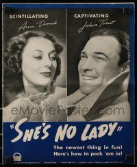 9d911 SHE'S NO LADY pressbook '37 scintillating Ann Dvorak & captivating John Trent!