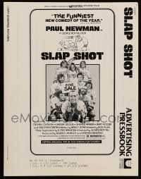 9d917 SLAP SHOT pressbook '77 Paul Newman hockey sports classic, great Craig artwork!