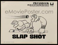 9d918 SLAP SHOT pressbook '77 Paul Newman hockey sports classic, great R.G. artwork!