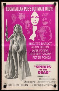 9d929 SPIRITS OF THE DEAD pressbook '69 Federico Fellini, Reynold Brown art of sexy Jane Fonda!
