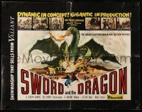 9d941 SWORD & THE DRAGON pressbook '60 cool fantasy art of three-headed winged monster attacking!