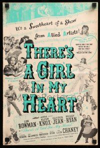 9d945 THERE'S A GIRL IN MY HEART pressbook '49 Elyse Knox, Gloria Jean, Peggy Ryan, Lon Chaney Jr.!