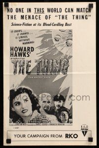 9d948 THING pressbook R57 Howard Hawks classic horror, it creeps, crawls & strikes without warning!