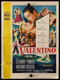 9d970 VALENTINO pressbook '51 Eleanor Parker, Anthony Dexter as silent movie legend Rudolph!