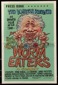 9d996 WORM EATERS pressbook '77 Ted V. Mikels gross-out classic, great wacky artwork by Green!