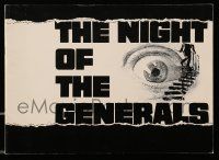 9d431 NIGHT OF THE GENERALS souvenir program book '67 Peter O'Toole, a manhunt across WWII Europe!
