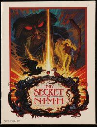 9d463 SECRET OF NIMH souvenir program book '82 Don Bluth, Tim Hildebrandt mouse fantasy cartoon art!