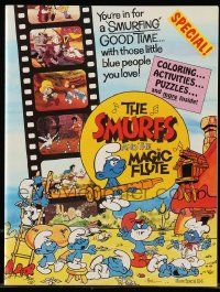 9d470 SMURFS & THE MAGIC FLUTE souvenir program book '83 feature cartoon, great images!