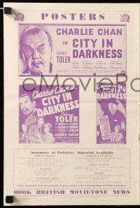 9d517 CHARLIE CHAN IN CITY IN DARKNESS English pressbook '39 Sidney Toler, Lon Chaney Jr.