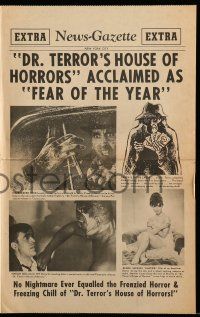 9d074 DR. TERROR'S HOUSE OF HORRORS herald '65 Christopher Lee, cool newspaper style!
