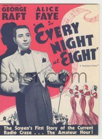 9d082 EVERY NIGHT AT EIGHT herald '35 George Raft, Alice Faye, first movie of the radio craze!