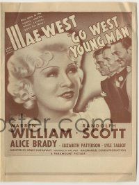 9d094 GO WEST YOUNG MAN herald '36 sexy movie star Mae West, Warren William, Randolph Scott!