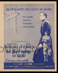 9d143 LEFT HAND OF GOD herald '55 priest Humphrey Bogart holding gun + sexy Gene Tierney!