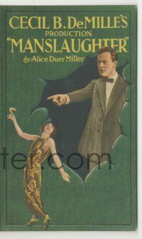 9d157 MANSLAUGHTER herald '22 Cecil B. DeMille, art of Thomas Meighan & Leatrice Joy on book cover!