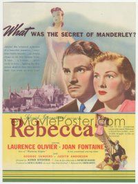 9d199 REBECCA herald '40 Alfred Hitchcock classic, Laurence Olivier & Joan Fontaine!